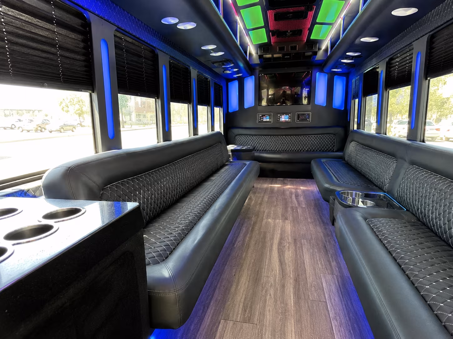 plymouth 15 passenger party bus inside