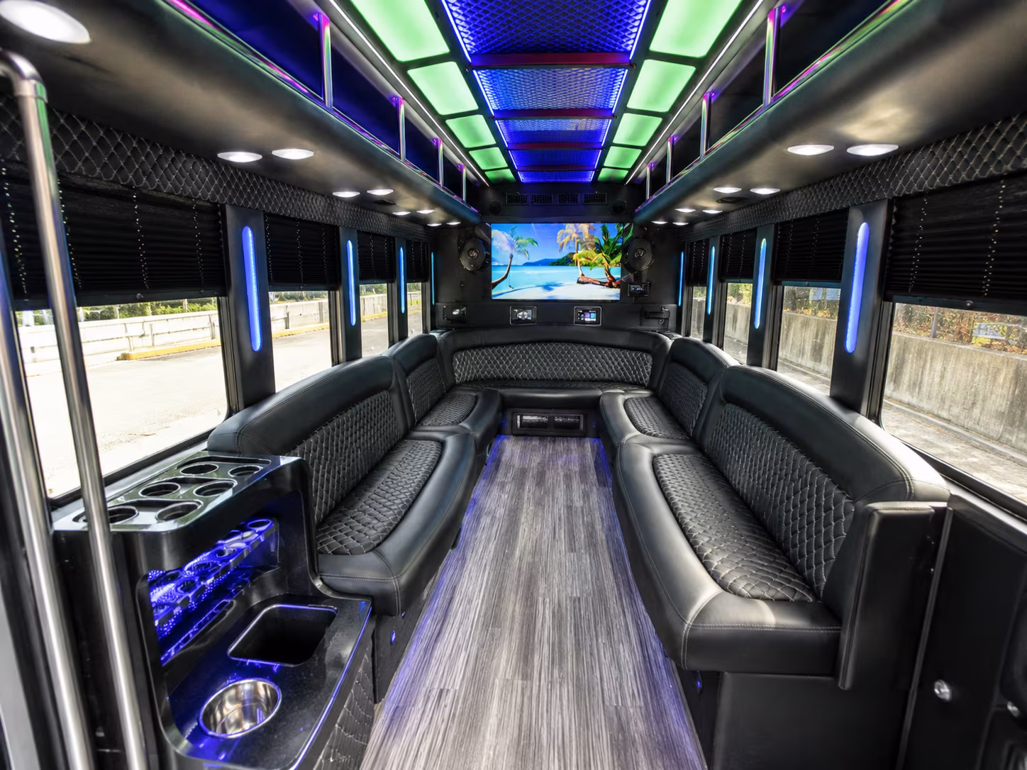 plymouth 18 passenger party bus inside