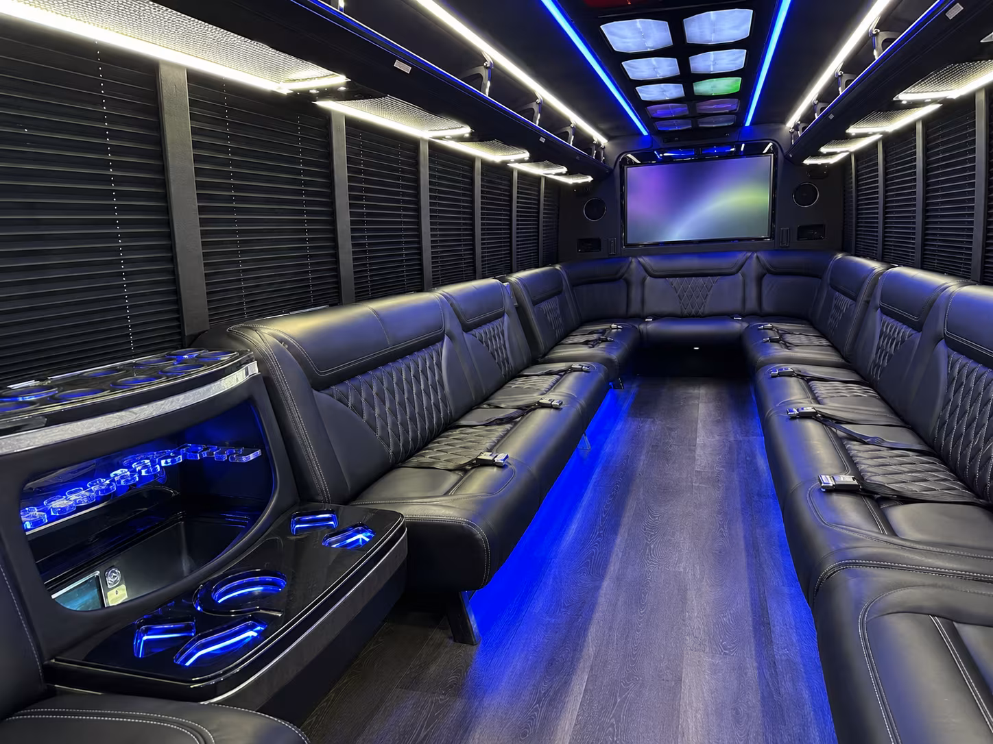 plymouth 20 passenger party bus inside