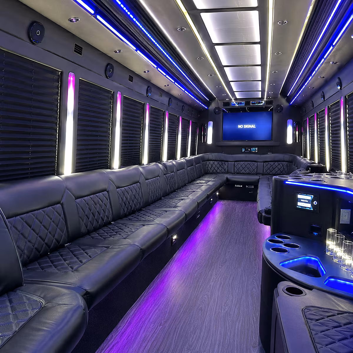 plymouth 30 passenger party bus inside