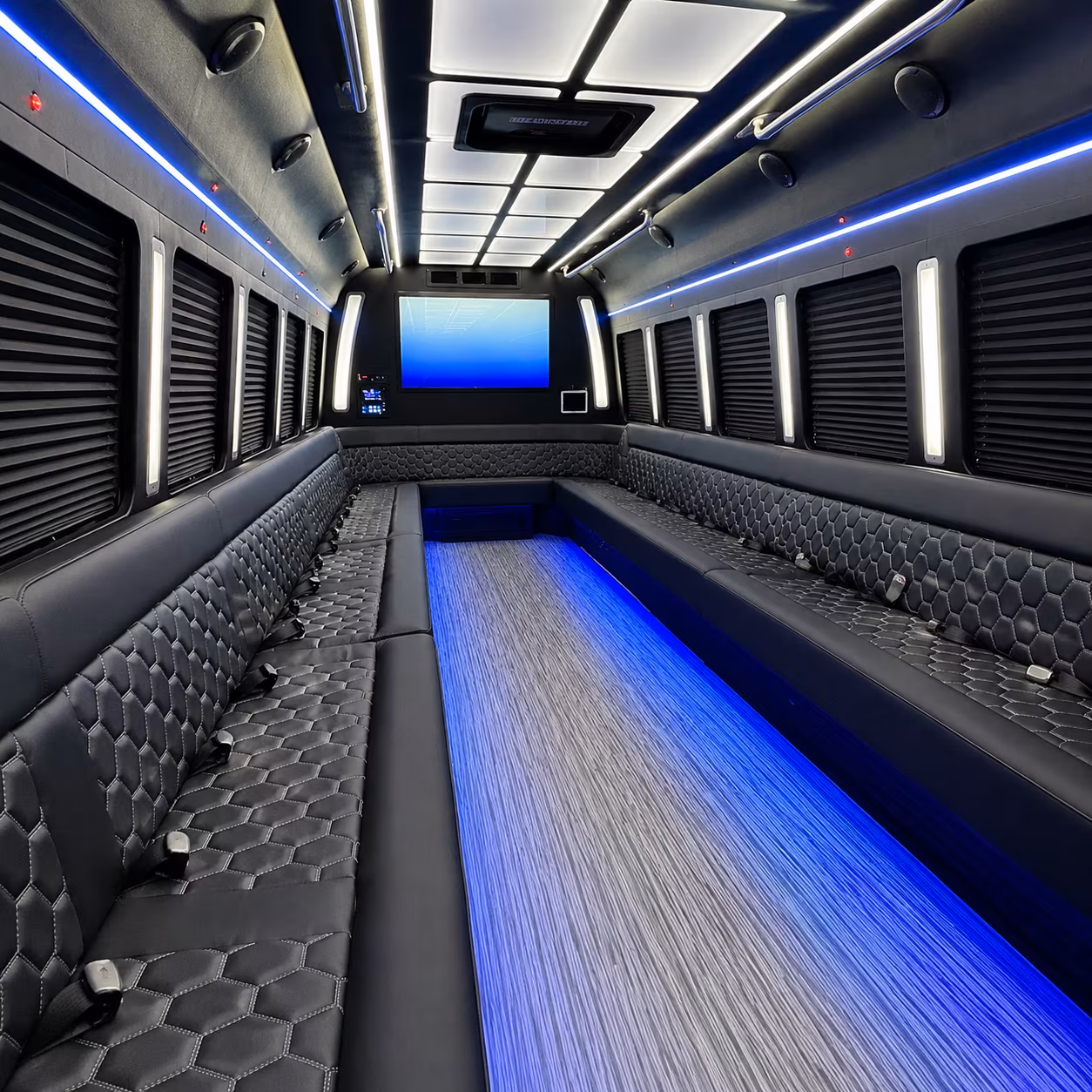 plymouth 50 passenger party bus inside