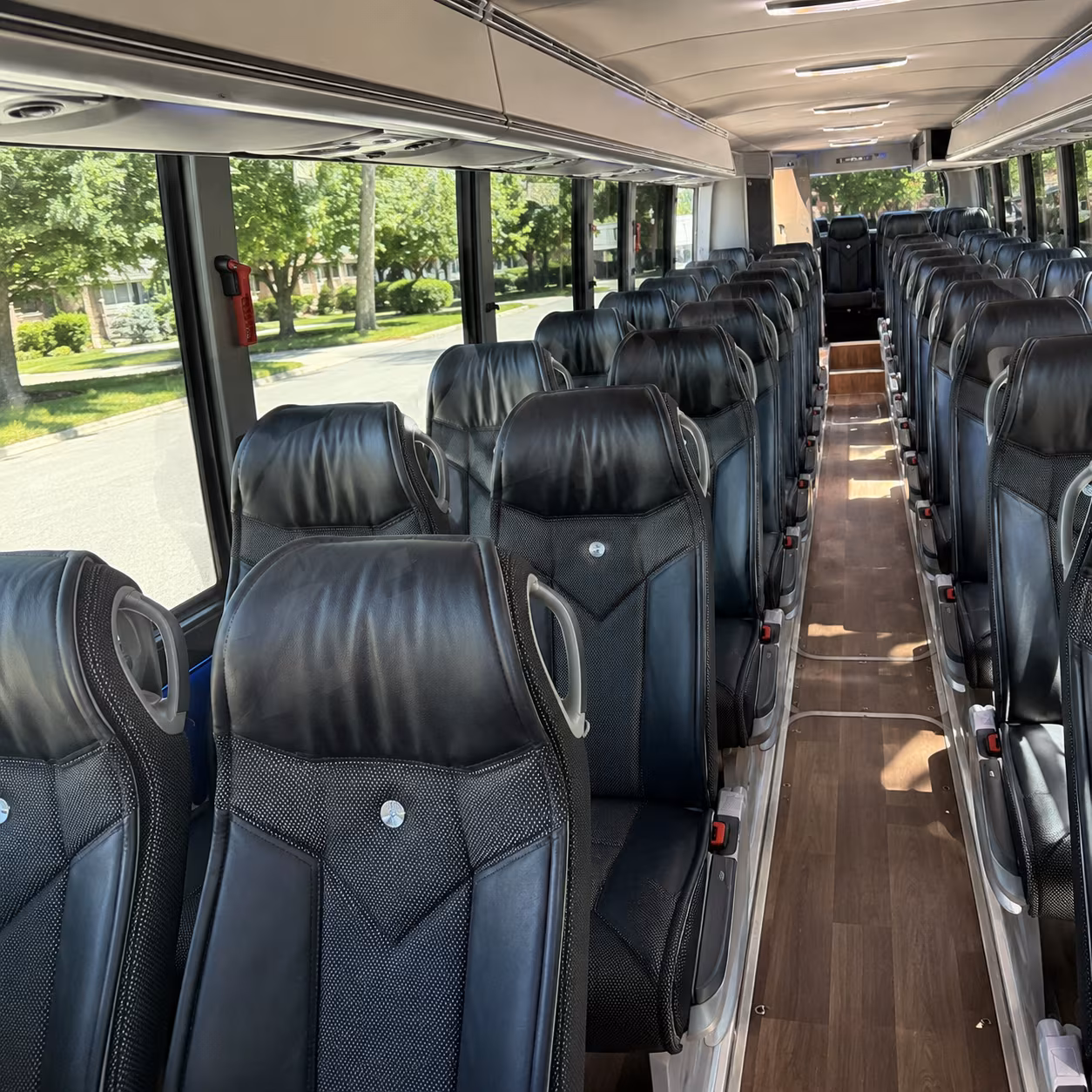 plymouth 56 passenger charter bus inside